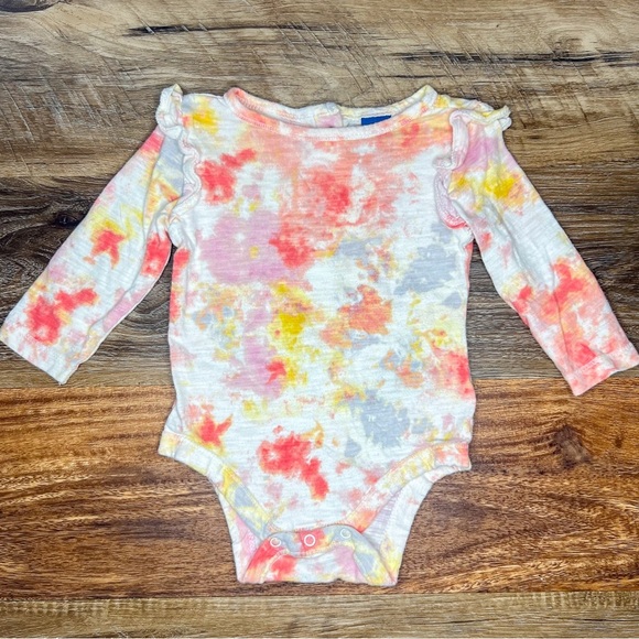 Old Navy Other - Old Navy Baby Girls Long Sleeve Ruffle Trim Tie Dye Bodysuit, Size 3-6M